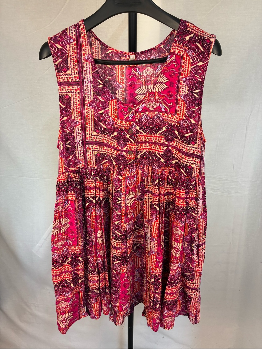 Free People Take Me To Thailand Red Print Mini Dress M